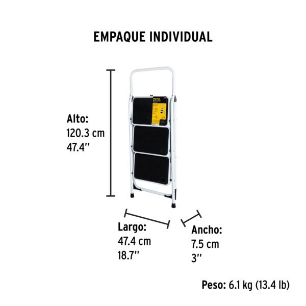 Escalera de Acero Petrul, tipo III, ESTU-3P, 3 Peldaños